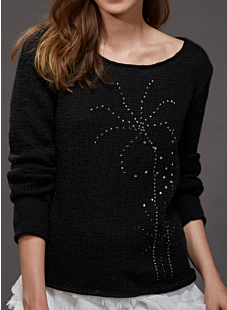 Trui met motieven en strass-steentjes