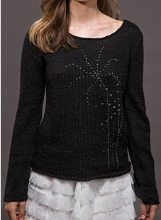 Trui met motieven en strass-steentjes