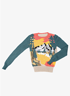 Trui met landschap in jacquard