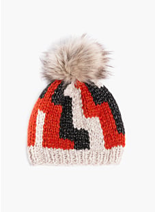 Jacquardmuts met bontpompon