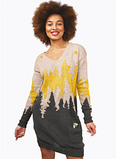 Robe tunique jacquard col V femme