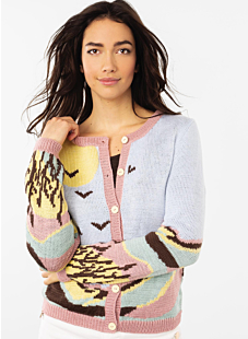 Vest met ronde hals en jacquard landschap