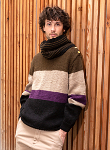 Gestreepte colsjaal in ribbelsteek