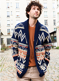 Jacquardvest met sjaalkraag