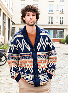 Jacquardvest met sjaalkraag