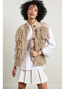 Mouwloos vest met franjes