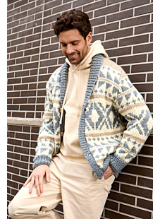Jacquardvest met sjaalkraag
