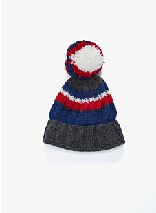 Muts met 3-kleuren pompon