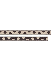 Beige/kastanjebruin gestipt lint 5 mm x 1 m.