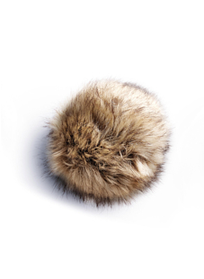 Gevlamde pompon beige met drukknoop Ø 15 cm