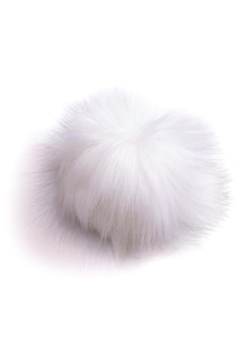 Gevlamde pompon wit met drukknoop Ø 15 cm