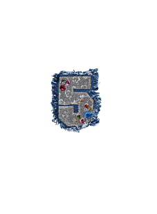 Opstrijkembleem cijfer vijf