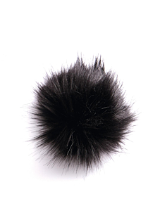 Pompon zwart met drukknoop Ø 15 cm
