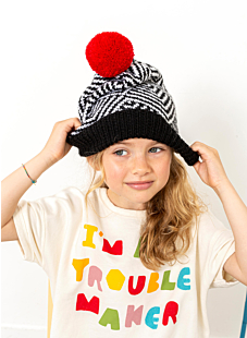 Jacquardmuts met pompon