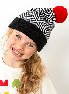 Jacquardmuts met pompon