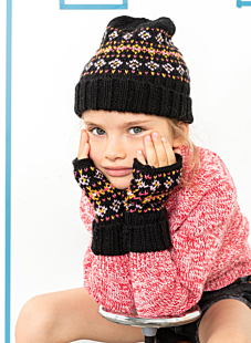 Jacquard polswarmers en muts