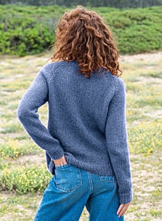 Trui van jersey met raglanmouwen en col