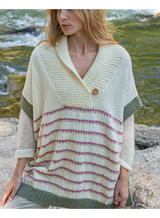 Poncho met sjaalkraag