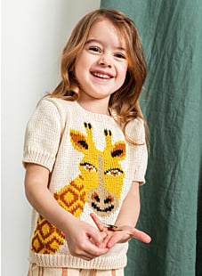 Truitje met korte mouwen en jacquard giraf Come