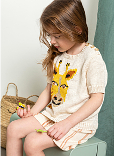 Truitje met korte mouwen en jacquard giraf Come