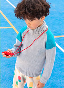 Tweekleurige raglan trui met col