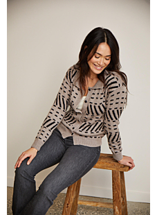 Ingrid vest met jacquard polokraag