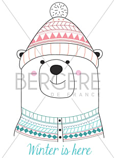 Vel voor personalisering Beer in de winter, 21 x 30 cm, Bergère de France