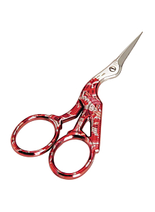 Ooievaar schaartje, rood met glas-in-lood aspect, 9 cm