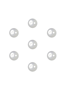 Set van 7 bolknopen paarlemoer Ø 9 mm Wit