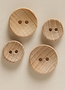 Set van 6 knopen in beukenhout en Ø van 22 mm