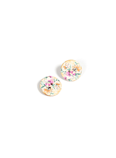 Set of 5 knopen in kokosnoot bedrukt met bloemen Ø 25 mm