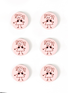 Set van 6 knopen meisje Ø 15 mm Roze