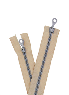 Sluiting met dubbele ritsloper in beige, 58 cm