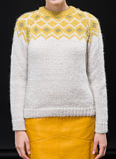 Jacquard trui met inzetstuk