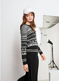 Trui in jacquard met ronde hals