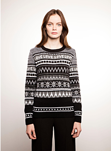Trui in jacquard met ronde hals