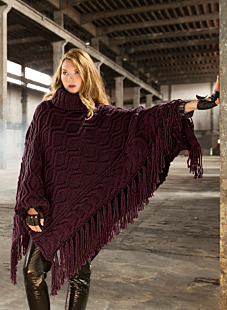 Poncho met rolkraag