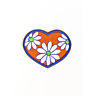 Patch bebloemd hart 35 mm oranje achtergrond