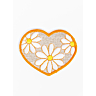 Patch bebloemd hart 60 mm zilveren achtergrond