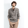 M6135 Large men’s cardigan with zip & cables in pdf format